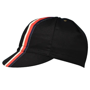 Велосипедные кепки в белую, красную и синюю полоску, Хлопчатобумажная саржа, черный головной убор, велосипедная шляпа, один размер подходит большинству Изображение