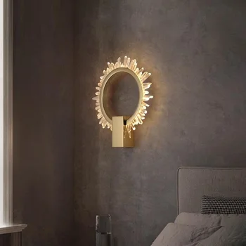 Настенный светильник из натурального хрусталя LED современная роскошь креативное украшение гостиной освещение ТВ фон настенный светильник прикроватная лампа Изображение