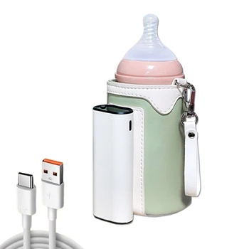 Портативная сумка-грелка для бутылочек, беспроводная грелка с USB-зарядкой для удобства путешествий Изображение