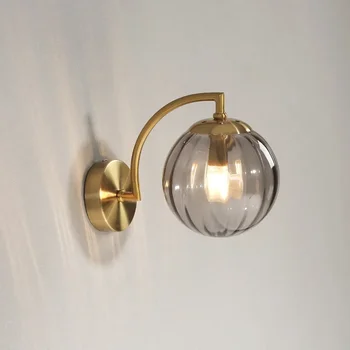 Современный Светодиодный настенный светильник из цветного стекла Настенный светильник в скандинавском минималистичном стиле для гостиной, спальни, Прикроватного бра, Столовой, кухни, внутреннего светильника Изображение