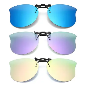 Солнцезащитные очки с клипсой в форме кошачьего глаза поверх рецептурных очков Поляризованные сверхлегкие солнцезащитные очки с откидной крышкой UV400 Удобных оттенков Изображение