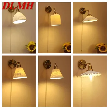 Настенный светильник DLMH из скандинавской латуни, прикроватная лампа для гостиной, спальни, Современный гостиничный коридор, Настенный светильник для прихожей Изображение