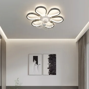 Светодиодный потолочный светильник для спальни, невидимый электрический вентилятор, 110 В, освещение выхода ресторана macaron в скандинавском минималистичном стиле Изображение