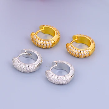 TIANDE, позолоченные геометрические круглые серьги-кольца для женщин, изысканные серьги для пирсинга с цирконом, 2023, модные ювелирные изделия оптом Изображение