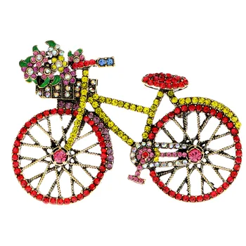 Красочные велосипедные булавки, женская велосипедная брошь из горного хрусталя, Аксессуары, эмалированная булавка Изображение
