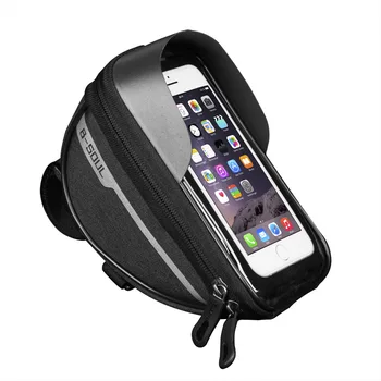 Велосипедная сумка на переднюю балку, непромокаемый чехол для телефона с сенсорным экраном и световым барьером, седельная сумка, аксессуары для велоспорта, велосипедов Изображение