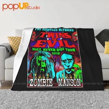 Роб Зомби Мэрилин Мэнсон Твин Evil Hell Never Dies Tour Концертное одеяло Текстиль Высококачественный Декоративный диван Изображение