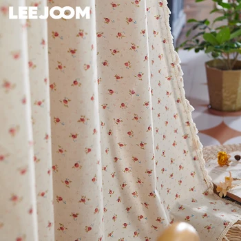 LEEJOOM современный стиль плотная занавеска с цветочным принтом для гостиной спальни балкона короткая занавеска на кухне 1ШТ Изображение