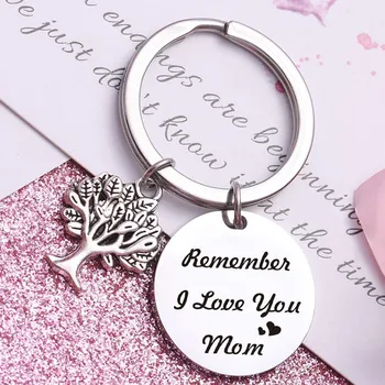 Популярные подарки для мамы и дочки Брелок из нержавеющей стали с изображением Дерева Жизни Брелок для ключей Love Mom Подарки на День Матери Изображение