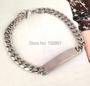8,26-дюймовый 8-миллиметровый полированный браслет-цепочка из нержавеющей стали, мужской идентификационный браслет Изображение