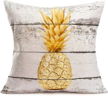 Летняя декоративная наволочка с тропическим ананасом, винтажные свежие фрукты, современная декоративная наволочка для стула, чехол для подушки Изображение