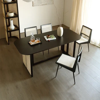 Обеденные стулья середины века из ротанга для свадеб в помещении, обеденные стулья минималистского дизайна, Офисная мебель Sillas Nordicas, гостиничная мебель Изображение