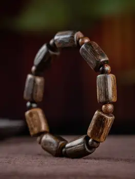 Натуральный камбоджийский браслет из агарового дерева с состаренным материалом в форме Будды из Агарового дерева, браслет-ведро из бисера, погруженный в воду Сорт Изображение