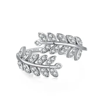 Кольцо из стерлингового серебра S925 с листьями, модное легкое роскошное инкрустированное кольцо с высокоуглеродистым бриллиантом, ювелирные изделия из стерлингового серебра высокого качества Изображение