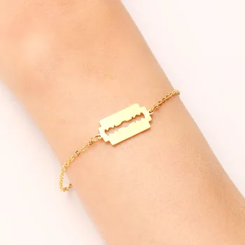 Женский браслет DOTIFI из нержавеющей стали золотого цвета в форме бритвы Pulseira Feminina для влюбленных Изображение
