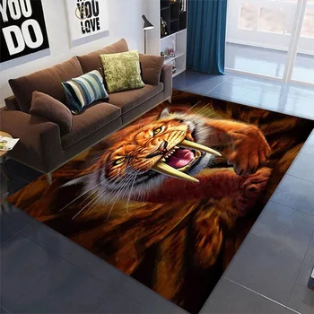 3D ковры с диким тигром для гостиной, спальни, рядом с диваном, дверные коврики, прихожей, кухни, ванной, роскошный ковер с изображением животных Изображение