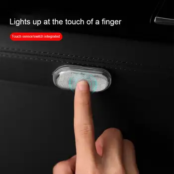 Светодиодный ночник для стайлинга автомобилей с зарядкой от мини-USB, Четырехцветный светильник для дверей автомобиля, светодиодный датчик освещения салона автомобиля, лампа для чтения с сенсорным датчиком Изображение