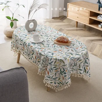 Небольшая скатерть для чайного стола с несколькими ковриками, овальная скатерть в пасторальном стиле, свежая скатерть для стола Изображение