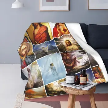Одеяло с изображением Иисуса, христианский Бог Благословляет Фланелевую новинку, мягкое покрывало для постельного белья, украшения гостиной Изображение