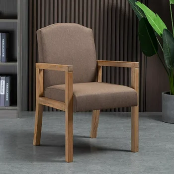 Скандинавский каркас из каучукового дерева, Обеденные стулья из цельного дерева, Домашний Современный Простой обеденный стол, Удобное Дышащее кресло со спинкой Изображение