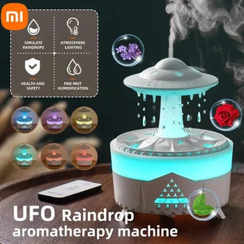 Xiaomi Увлажнитель воздуха Rain Cloud с электрическим очистителем для ароматерапии Raindrop, Красочный диффузор эфирных масел для дома со светодиодной подсветкой Изображение