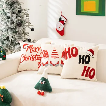 Рождественская вышитая наволочка для украшения праздничного дома Диванные подушки Рождественская подушка для гостиной Чехол для подушки Изображение