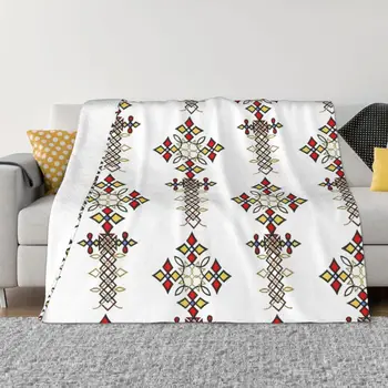 Африканское искусство эфиопское одеяло с крестом Фланелевое всесезонное дышащее легкое тонкое покрывало для постельных принадлежностей Диванное одеяло Изображение