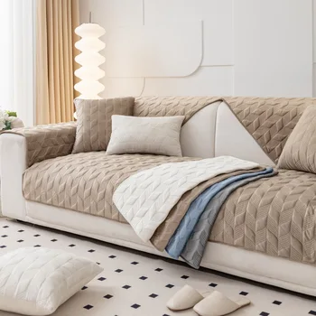 Бархатная короткая плюшевая подушка, наволочка, простая зимняя диванная подушка, зимнее голландское полотенце, чехол для дивана, противоскользящее утолщение Изображение