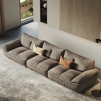 Длинный минималистский диван Для домашней Гостиной, Роскошная Современная Простая Спальная квартира, Дизайнерский диван Sala De Estar Room Decor Изображение