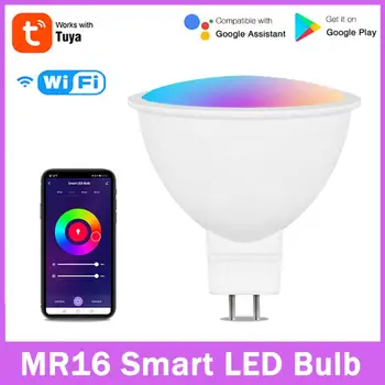Tuya Smart LED Лампа WIFI Connect MR16 12V Интеллектуальная Лампа Spotlight 5W Лампа Работает С Alexa Google Home RGBCW Изменение цвета Изображение