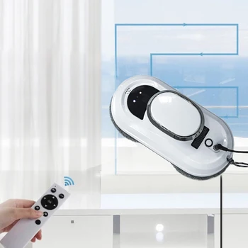 Белый интеллектуальный оконный пылесос, автоматическая Интеллектуальная роботизированная очистка стекла с приложением и пультом дистанционного управления Изображение