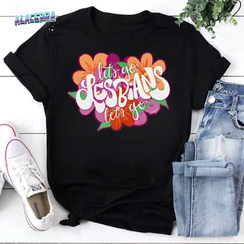 Винтажная футболка Let s Go Lesbians, Месяц гордости лесбиянок ЛГБТ за любовь Изображение