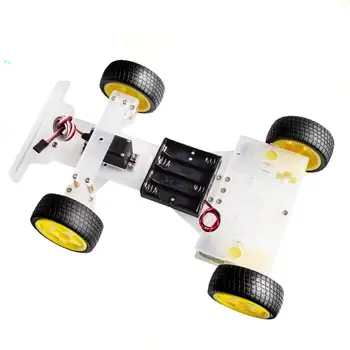 Рулевой двигатель, 4 колеса, 2 двигателя, комплекты шасси для умного робота-автомобиля, сделай сам с 3003 Изображение