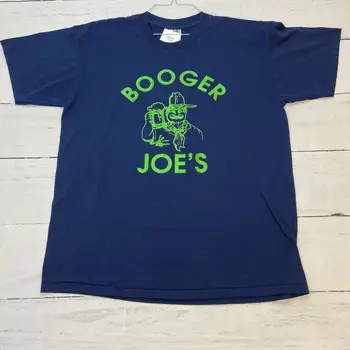Винтажная синяя футболка с рисунком Oneita Booger Joe's с коротким рукавом, мужская Большого размера Изображение